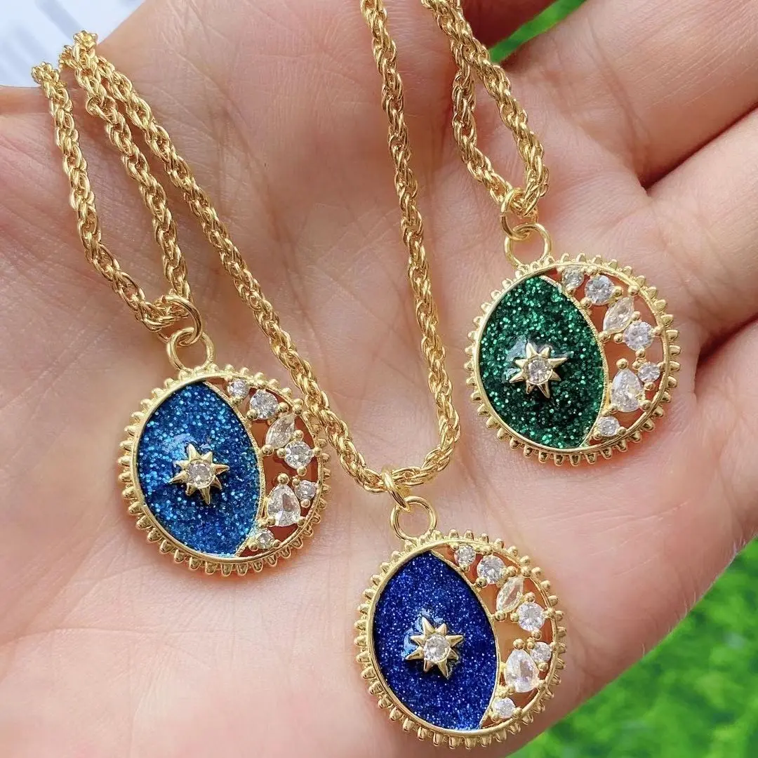 

5 шт. новый дизайн модное эмалированное кристаллическое циркониевое круглое ожерелье Очаровательное ожерелье нежная цепочка Ожерелье для ...