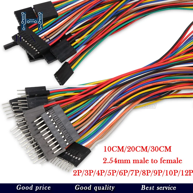 

10PCS 1P2 3 4 5 6 7 8 9 10 12 Pin Wire Dupont Line male to female 2.54MM 2.54 Dupont cable connector JUMPER CABLE WIRE FOR PCB