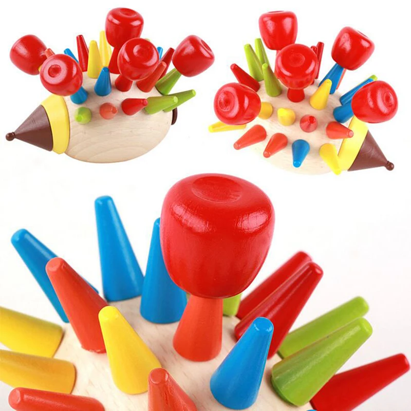 DIY магнитные красочные Ежик игрушки деревянные строительные блоки дети раннее