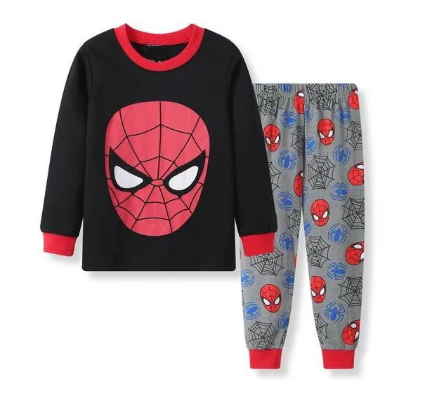 Детские пижамы весенние хлопковые комплекты одежды с длинными рукавами для