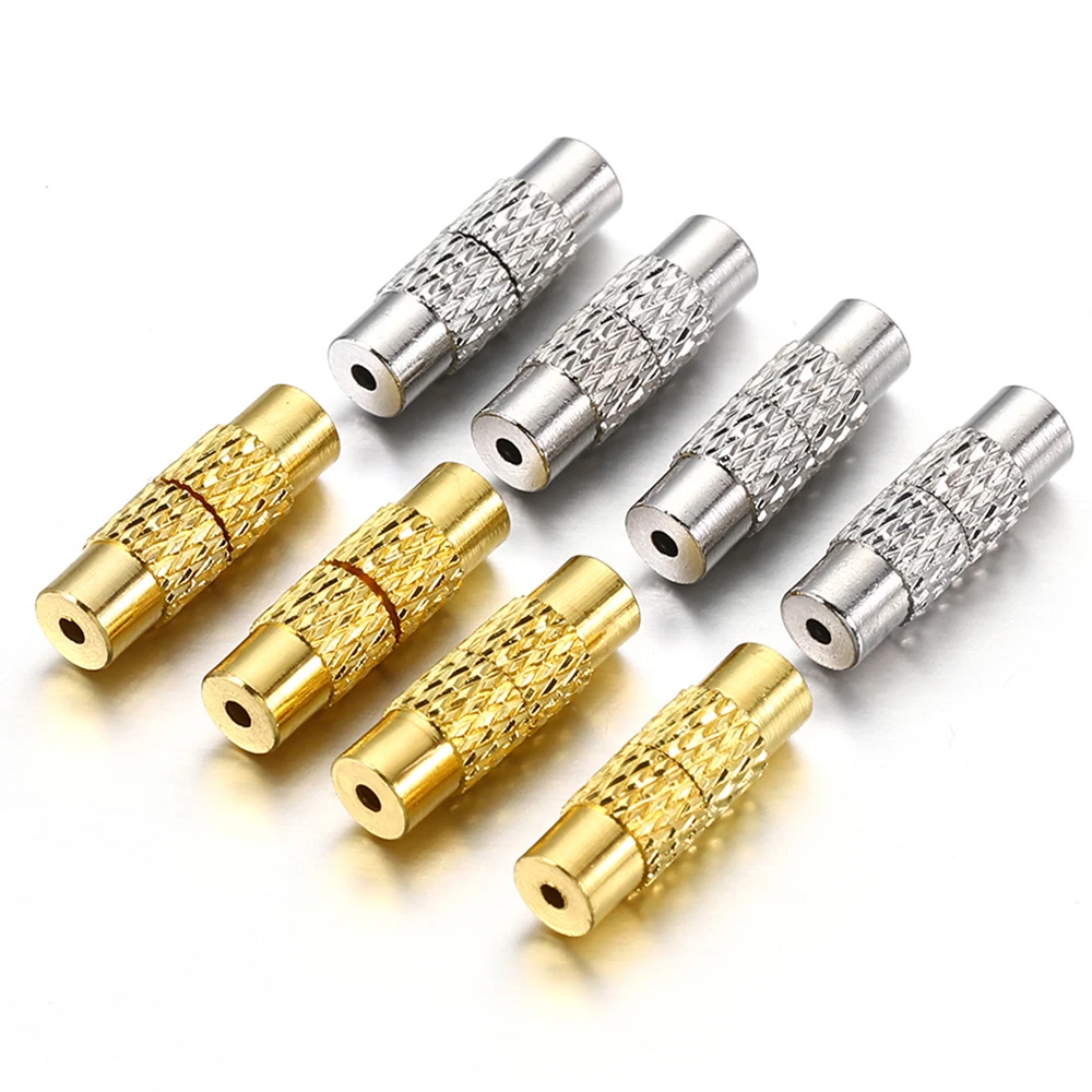 

20pcs 13x4mm Copper Screw Twist Clasps 1mm Hole Tube Fastener Cord End Caps for DIY Jewelry Making Bracelet Necklace Connectors