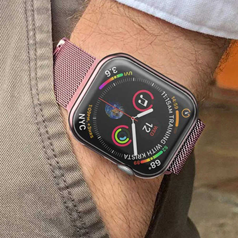 Soft Silicone case cover For apple watch band Apple Watch 4 3 5 case 44mm/40mm iwatch 42mm/38mm case&screen protector cover