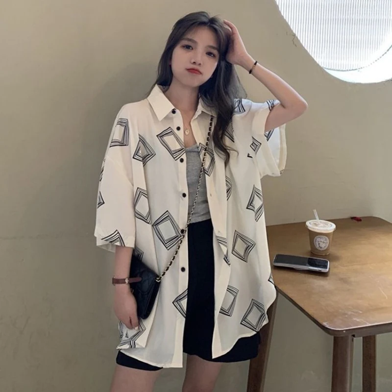 

Женская рубашка в западном стиле STSVZORR, свободная повседневная универсальная блузка с принтом, закрывающая живот, большие размеры