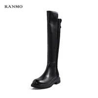 winter 2021 fashion womens thigh high long flat boots low heel knee high boots soft leather boots party shoes platform boots