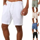 Шорты мужские однотонные спортивные, летние модные штаны для фитнеса, бега, с карманами на шнуровке, из полиэстера, пять точек