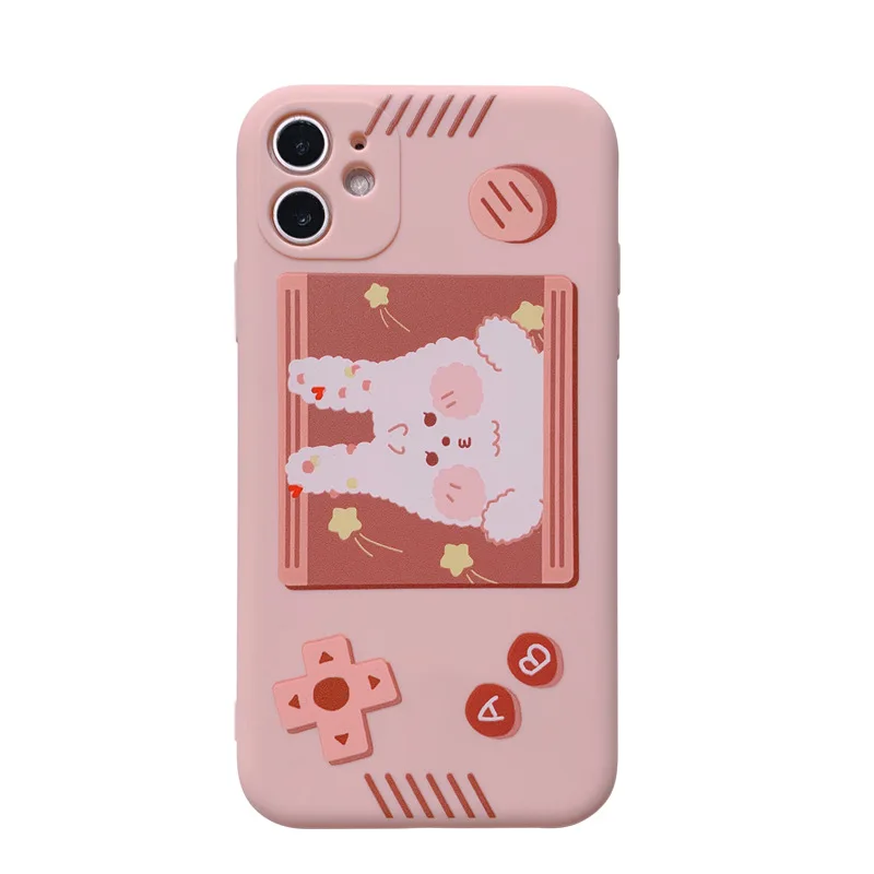 

2021 Cartoon Cherry Blossoms Pink Game Console Rabbit Case For iPhone 12 12min 12ProMax 11 11PROMAX 11PRO 7 8 7Plus 8Plus X XR