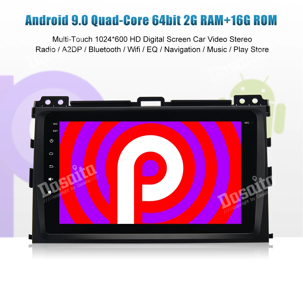 Dasaita " Android 9,0 Автомобильный gps плеер Navi для Toyota Prado 120 2004-2009 с 2G+ 16G четырехъядерным процессором без DVD радио мультимедиа 4G