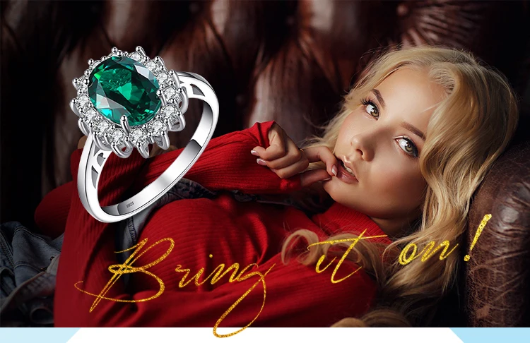 Jewelrypalace Принцесса Диана Уильям Кейт Миддлтон 2.5ct создан Изумрудное кольцо твердого 925 Серебряное кольцо для Для женщин подарок