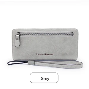 grey wallet Женский кошелек женский длинный карман для монет Кошельки Корейская версия Матовый Ретро двойной складной большой емкости держатель для карт кошелек - Цвет: grey wallet