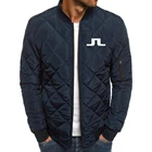 Мужская хлопковая куртка J.LINDEBERG, Классическая свободная однотонная куртка на молнии с круглым вырезом и принтом, весна-осень 2021