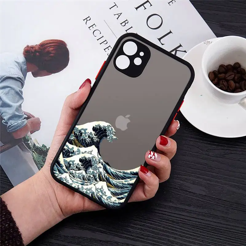 

Japanese Big Wave of kanagawa Phone Case matte transparent For iphone 7 8 11 12 plus mini x xs xr pro max cover