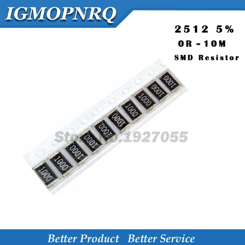 50 шт. 2512 5% 1 Вт SMD Чип резисторы 0R 100R 0.1R 0.05R 0.001R 0.33R 1R 10R 2 0 33 05 10 100 Ом Резисторы  | Отзывы и видеообзор