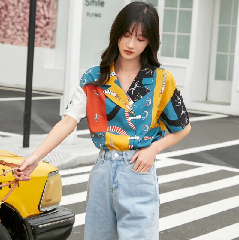 Новинка лета 2020 костюм воротник уличный тренд женский дизайн маленькая рубашка
