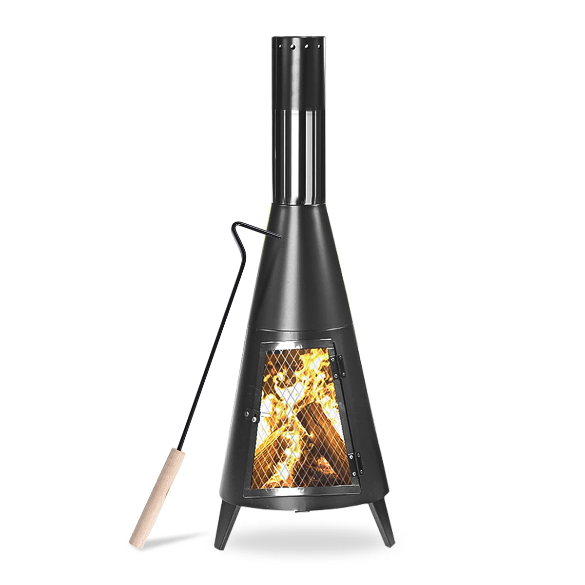 

45 Inch Chiminea Heater Stove Wood Charcoal Fireplace Burning Fire Pit For Home Backyard Patio Indoor Outdoor Furnace Vents