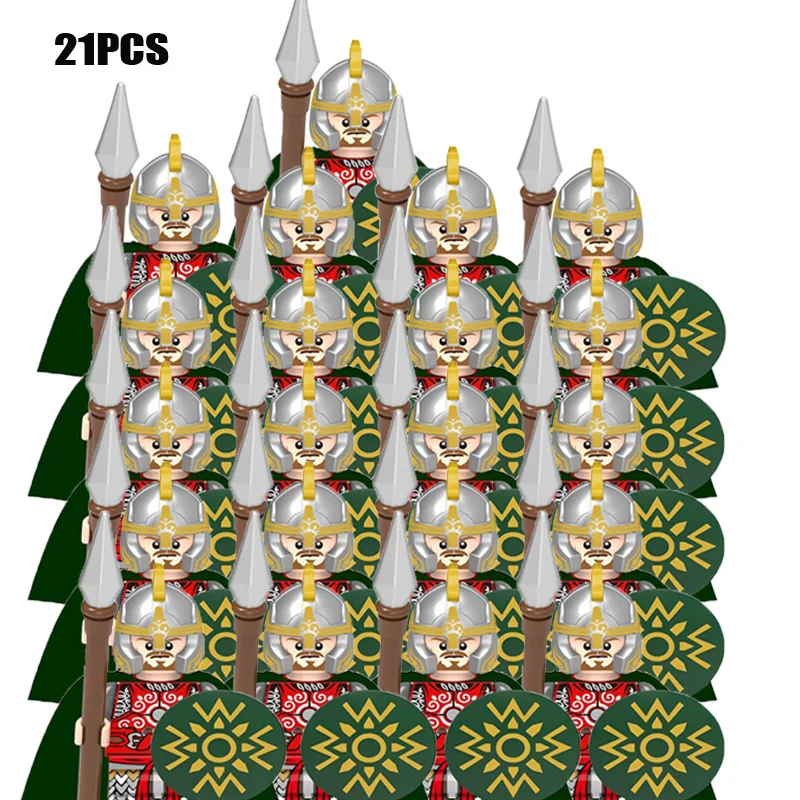 

21PCS/LOT Castle Royal King's Knight Rome Spartacus Medieval Age Soldiers Red Lion figures Compatible Building Blocks kids toys