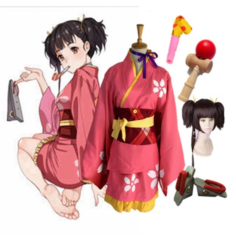 Anime kabaneri from the iron fortress mumei kimono uniform sets complete cosplay costumes from Halloween cartoons costume