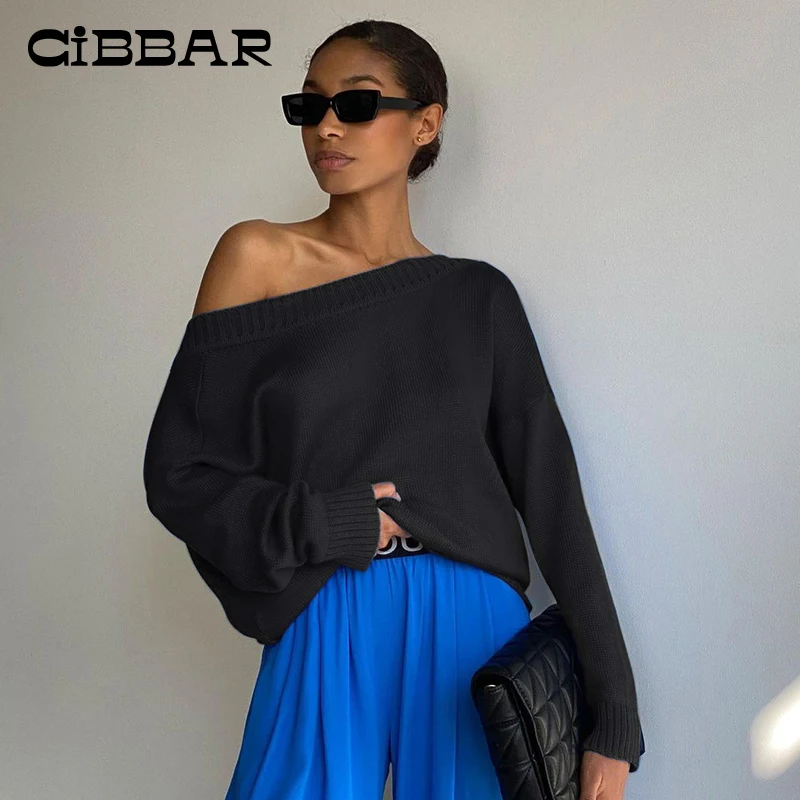 

Однотонный свободный свитер CIBBAR с длинным рукавом и глубоким V-образным вырезом, Осенний вязаный Повседневный базовый Универсальный Элеган...
