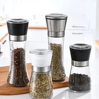 kitchen barbecue bbq gadget sets glass storage for manual spices salt and pepper food crusher grinder shaker mill jar processor