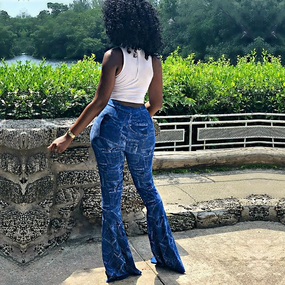 Wjustforu клетчатые лоскутные расклешенные джинсы для женщин клеш девушек
