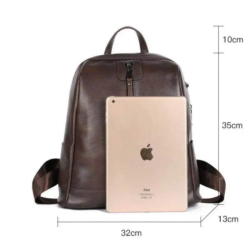 

Johnature 2021 New Genuine Leather Unisex Backpack Large Capacity Outdoor Travel Bags Vintage Cowhide Solid Color Backpacks