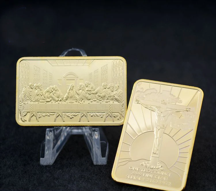 Юбилейная монета с изображением Иисуса Христа и ангела 1 унция 999 золотой