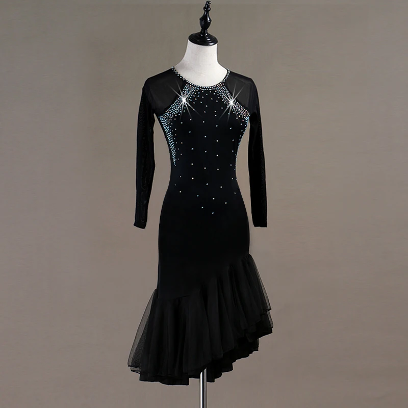 Персонализация латинского танца платье девушки с длинными рукавами бальные