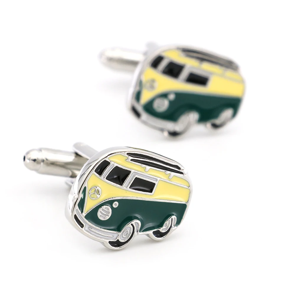 

Auto Design Vintage Bus Cufflinks Quality Brass Material Blue Color Cuff Links Wholesale&retail