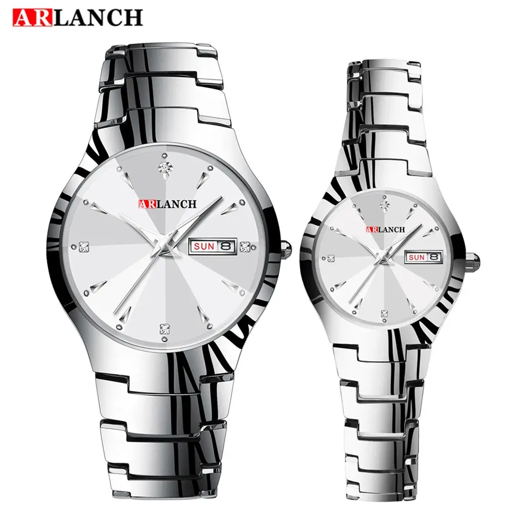 Couple silver ARLANCH новые брендовые парные часы мужские часы женские из нержавеющей стали модные часы reloj hombre reloj mujer - Цвет: Couple silver