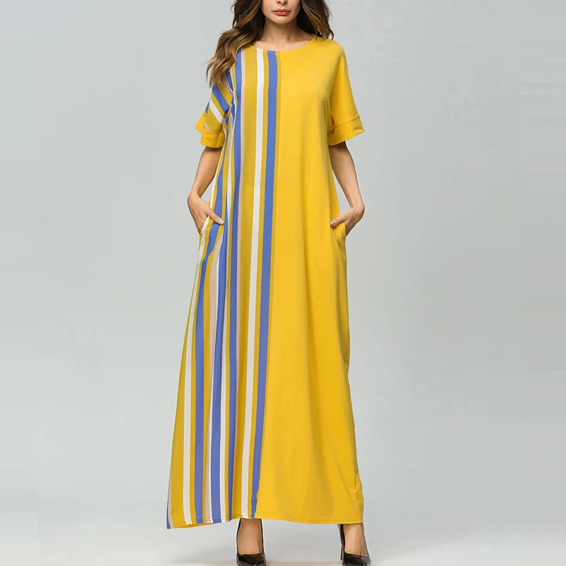 Abaya Дубай мусульманское платье для женщин кимоно Макси Kuftan с длинным рукавом