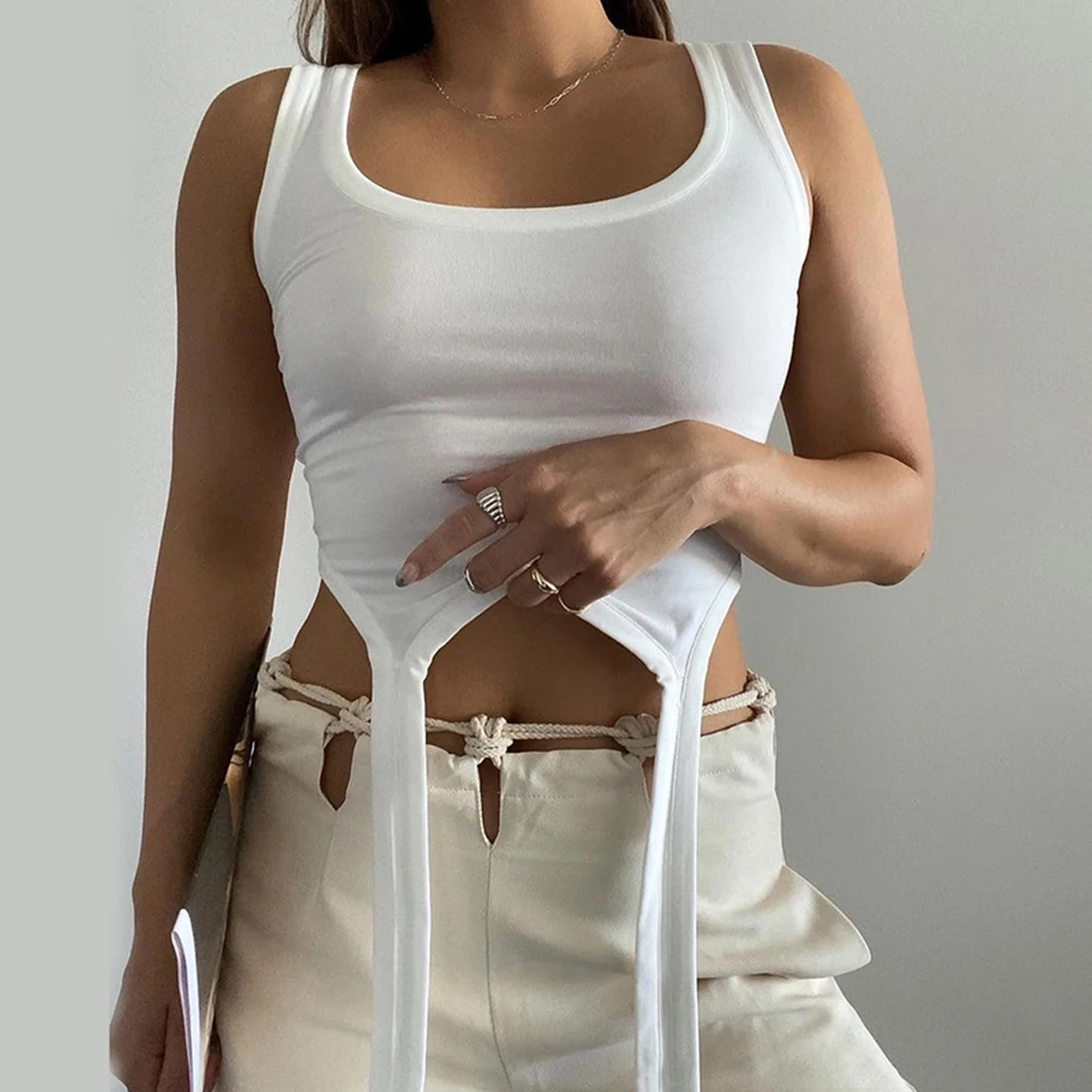 

Однотонные майки на бретелях в уличном стиле, Женские приталенные модные пикантные жилеты неправильной формы для ранней весны 2021