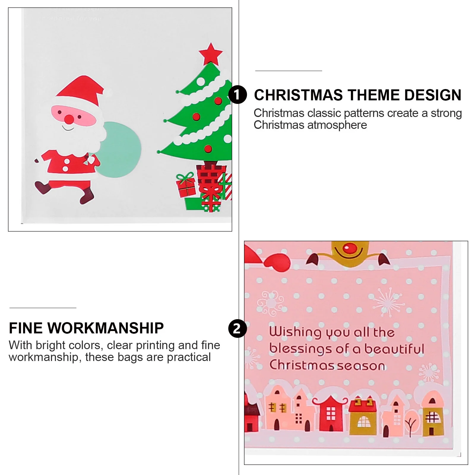 

1 Set 300 Pcs Christmas Self-adhesive Cookie Bags Packing Bags (Assorted Color)