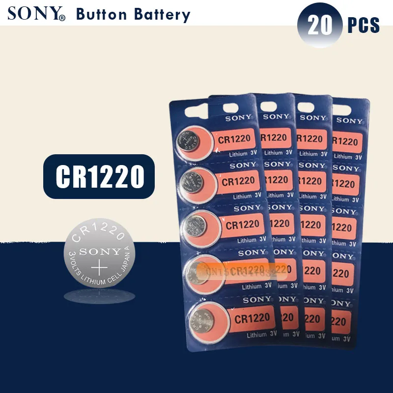 20 шт. Sony 100% оригинальная CR1220 Кнопочная батарея для часов автомобильный пульт