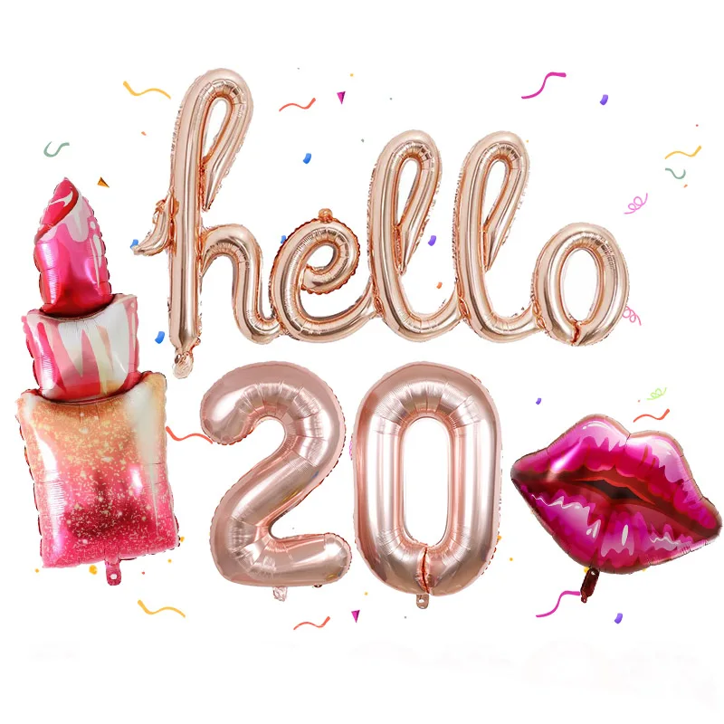 

1set Hello 30 Balloons Lipstick Kiss Balloon 30th Birthday Valentine's day Wedding Decoration Balloons Inflatable Air Globos