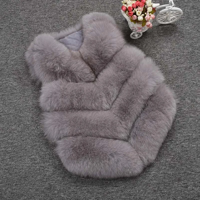 Light Grey Jancoco Max 12 цветов Топ мягкий толстый натуральный Лисий мех жилет 4 ряда Женская Зимняя мода натуральный меховой жилет короткая куртка новинка S7164 - Цвет: Light Grey