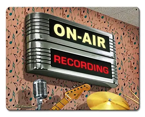 Kexle On Air Recording Retro Vintage Tin Signs, Wall Metal Posters Plaques, Home Bar Garage Man Cave Decor,12 x 8 Inches