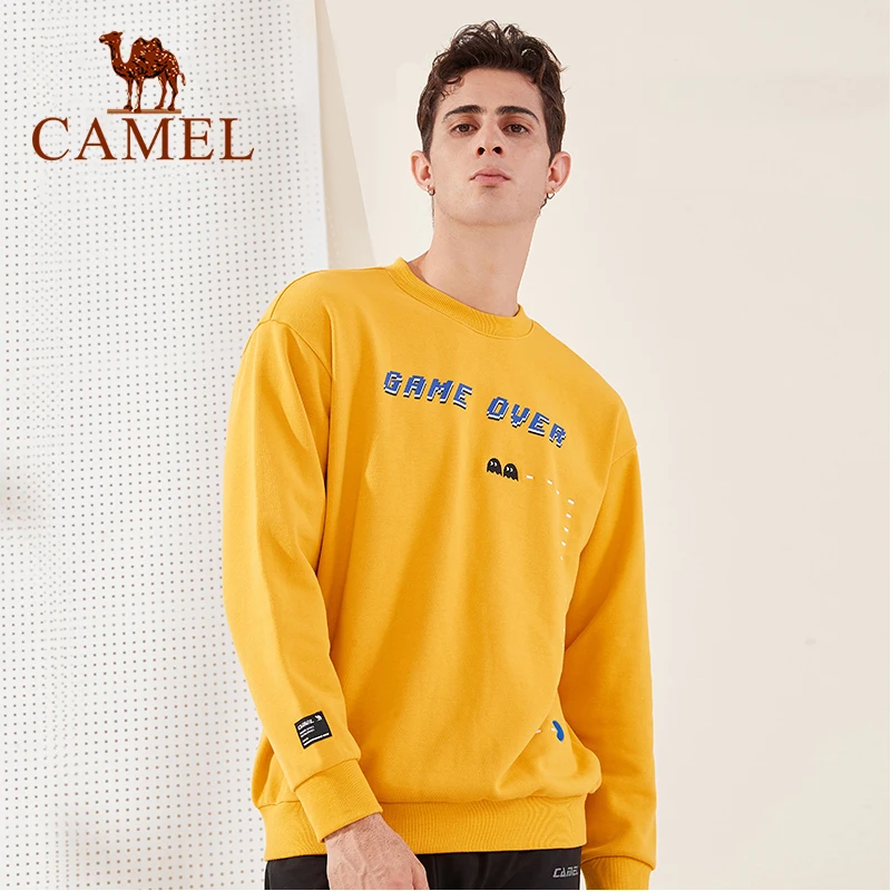 

CAMEL/спортивный свитер для мужчин; Новинка; Осень-зима; Пуловер с круглым вырезом; Футболка с длинными рукавами; Мужские повседневные топы