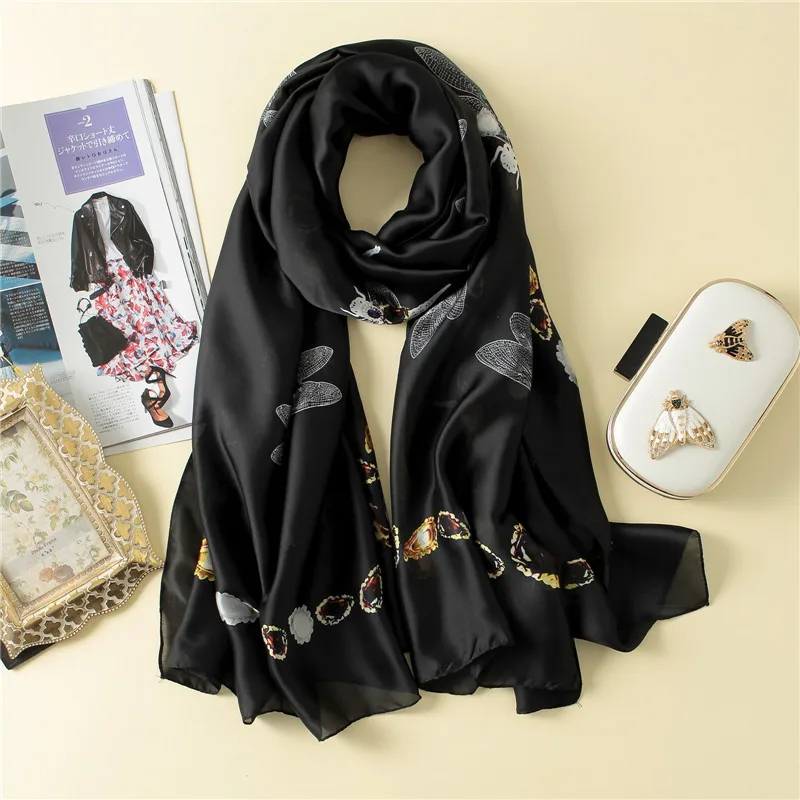 

KOI LEAPING new summer woman fashion scarves silky dragonfly printing long scarf scarves headscarf hot popular girl gift