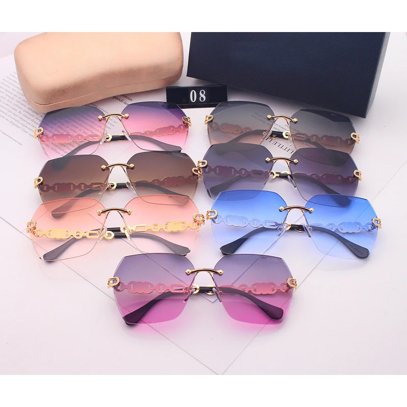 2020 New Rimless Sunglasses Women Luxury Brand Designer Oversize Gradient Sun Glasses Fashion Female Clear Shades Oculos de sol |