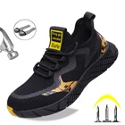 Мужские сетчатые кроссовки, черные дышащие кроссовки со стальным носком, защита от ударов, защита от прокалывания, обувь для улицы, 2020