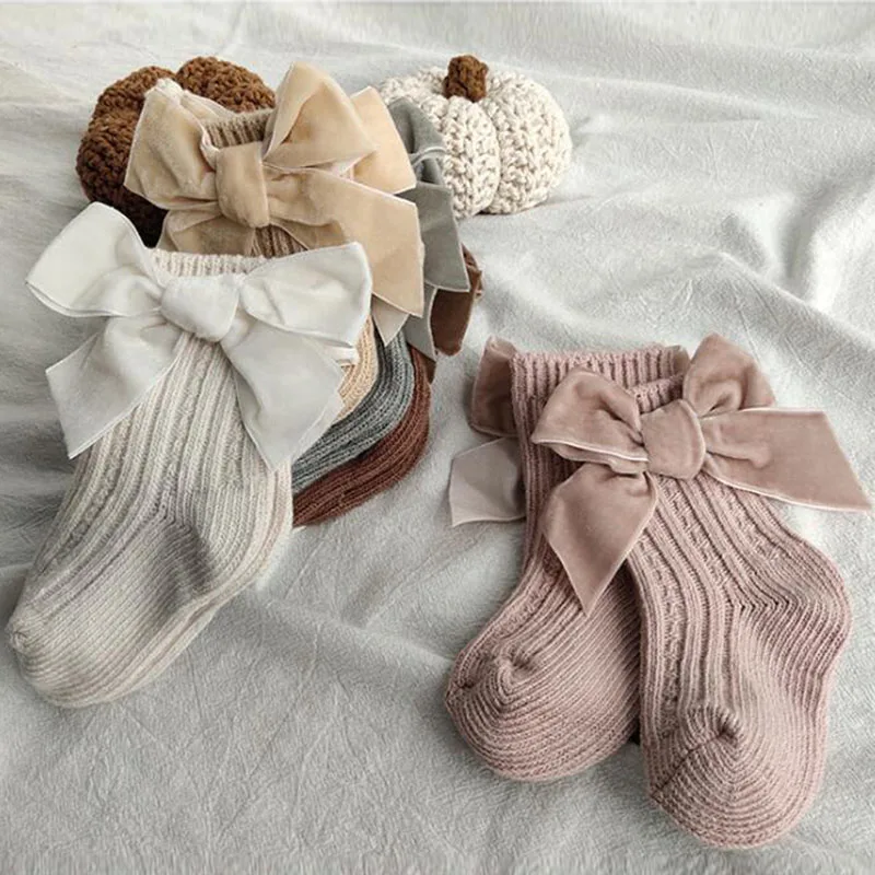 Baby Socks Bow winter autumn Bowknot for Newborn Baby Girls Kids for Winter  Terry Cotton Sokken Princess socks