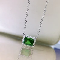 s925 sterling silver necklace retro 68mm green emerald cut pendant necklaces for women wedding party fine jewelry