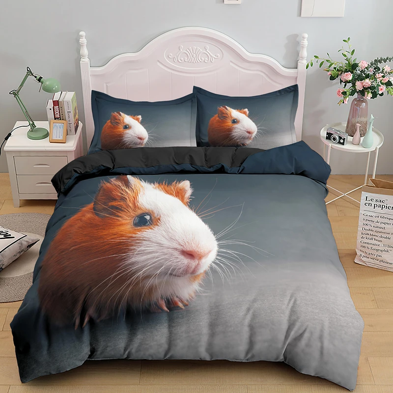 

Cute Guinea Pig Bedding Sets Single/Double/Queen/King Size 2/3 PCS Quilt Duvet Cover Set With Pillowcase Bedclothes