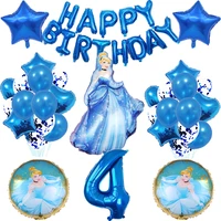35pcs cinderella princess 32inch number balloon set birthday weeding party decorations supply kid shower aluminium foil balloon