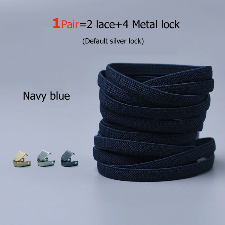 navy blue 21 цвет эластичные фиксирующие шнурки круглые без шнурков шнурки для обуви дети взрослые кроссовки с шнурками быстрая ленивая обувь шнурки 1 пара - Цвет: navy blue