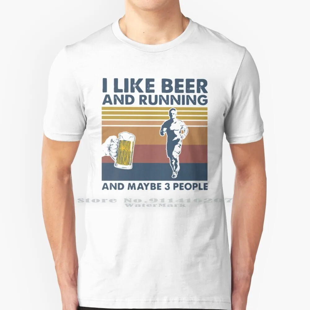 

I Like Beer And Running Maybe 3 People Vintage T Shirt 100% Pure Cotton I Like Beer Running Maybe 3 People Vintage Maybe 3