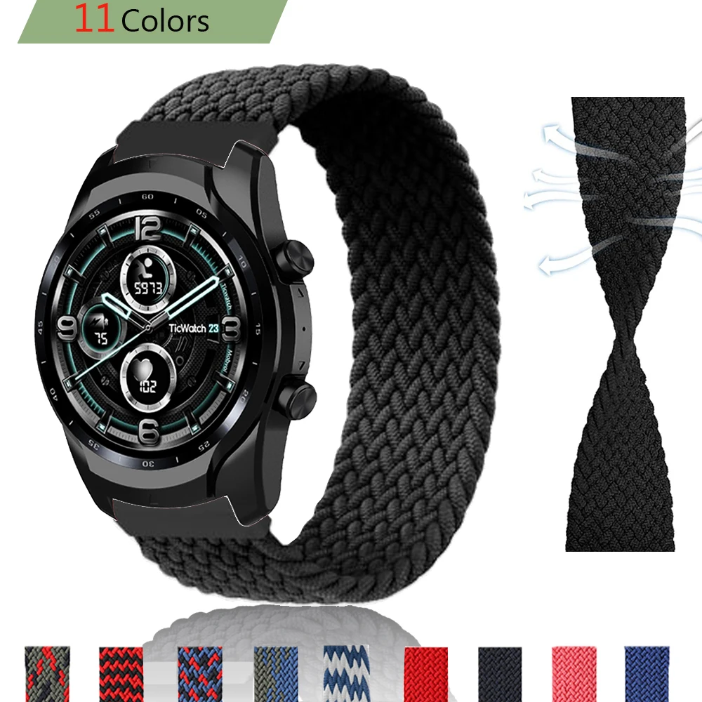 Сменный ремешок для Ticwatch Pro 3 GPS 2020 20/22 мм нейлоновый Плетеный браслета 2/C2/E/GTH E2 S2 LTE