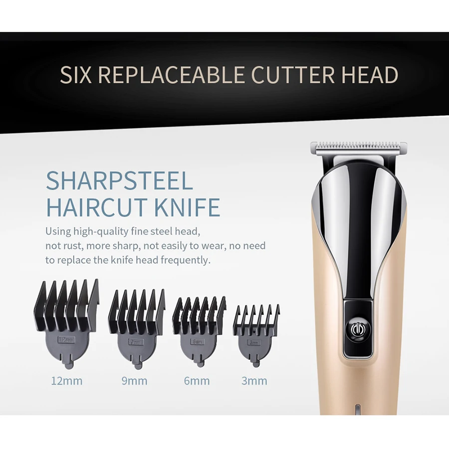 6 в 1 Профессиональный цифровой триммер для волос аккумуляторная электрическая