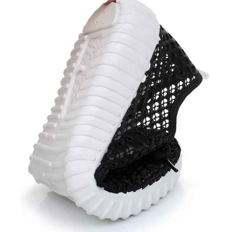 

New White Lace-up Running Shoes Summer Mesh Breathable Casual Shoes Flat Soft Bottom Sports Shoes Non-slip Outdoor Women's Shoes