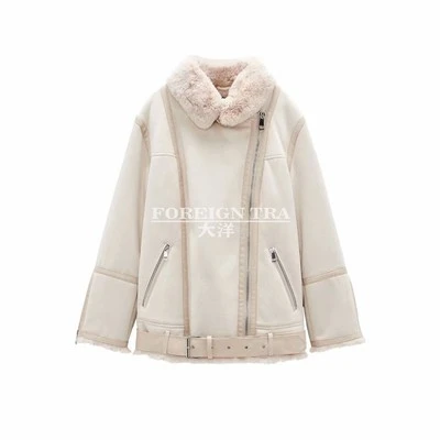 

TVVOVVIN 2021 Winter Thick And Warm Zipper Leather Hairy Fur Fashion Women Coat Tops HD3I