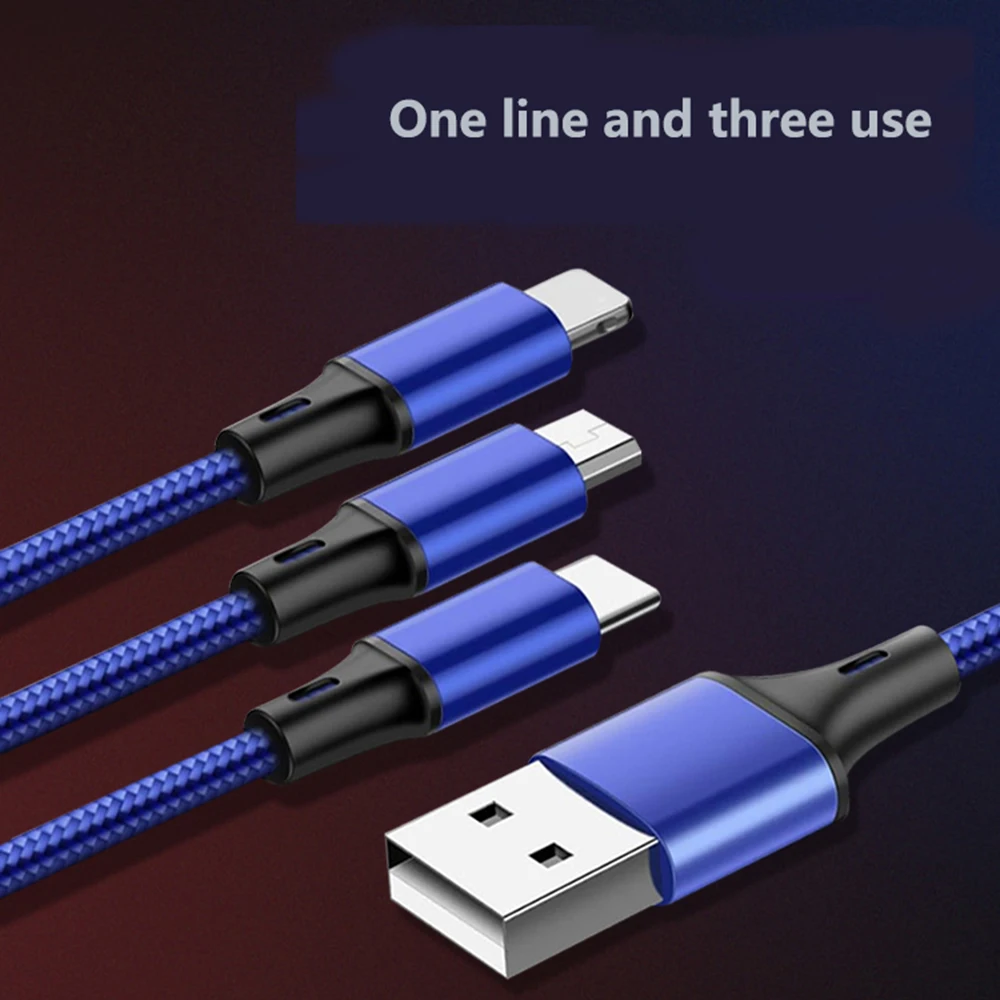 1,2 м 3 в 1 USB кабель для мобильного телефона Micro usb type C кабель зарядного устройства для iPhone кабель для зарядки многофункциональный Кабель зарядного устройства